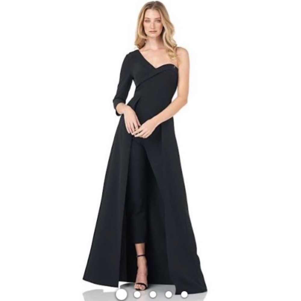Kay Unger One-shoulder Jumpsuit Gown